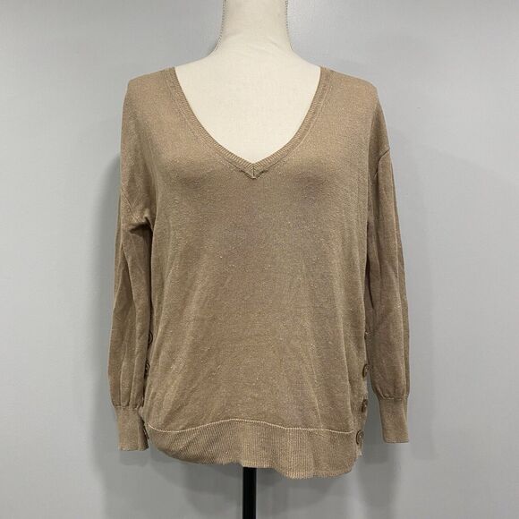J.CREW Sweaters - J. CREW S Womens Lightweight Brown V-Neck Linen Viscose Boho Knit Beach Sweater